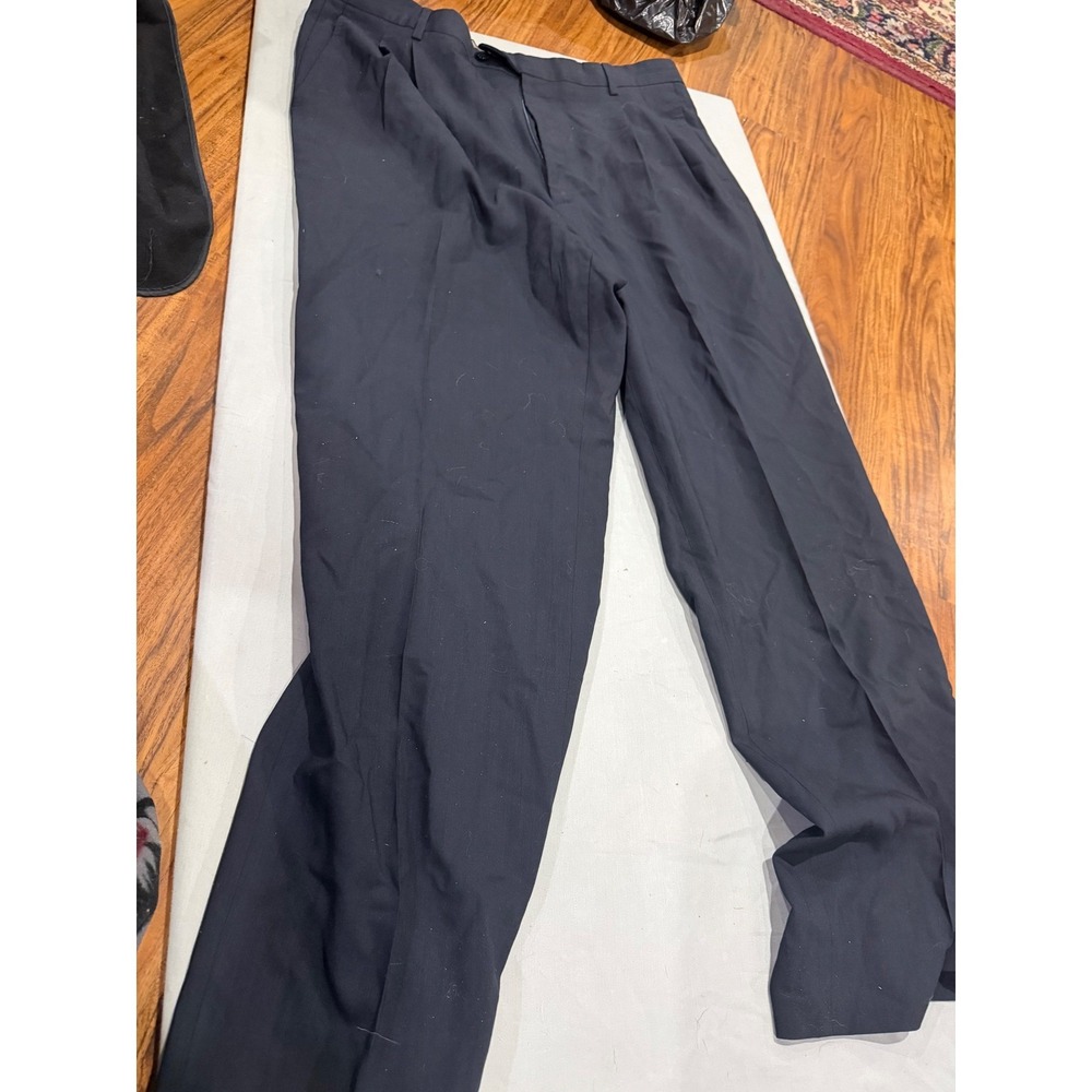 Quiet Luxury Mens Zanieri Pleated Wool Trousers 36 Navy Blue